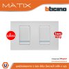 แพ็ค 4 BTicino ชุดสวิตซ์สองทาง Size S มีพรายน้ำ พร้อมฝาครอบ 2ช่อง สีเงิน | Matix