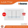 แพ็ค 4 BTicino ชุดสวิตซ์สองทาง Size S มีพรายน้ำ พร้อมฝาครอบ 3 ช่อง สีขาว | Matix