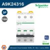 Schneider Electric Miniature Circuit-Breaker, Acti9 iK60N, 3P, 16 A, C Curve, 6000 A (IEC 60898-1) I A9K24316
