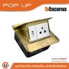 BTicino ชุดเต้ารับเดี่ยว 3ขา มีม่านนิรภัย + เต้ารับUSB + เต้ารับฝังพื้นสีทอง รุ่น Matix