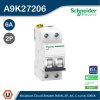Schneider Electric Miniature Circuit-Breaker, Acti9 iK60N, 2P, 6A, C Curve, 6000A (IEC 60898-1) I A9K27206