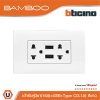 BTicino เต้ารับ USB Type A+C+เต้ารับคู่ 3ขา สีขาวDuplex Socket 2P+E+USB Charger Type A+C,2Ports | Bamboo | AE4185AC