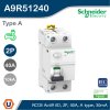 Schneider Electric Residual current circuit breaker (RCCB), Acti9 iID, 2P, 40A, Type A, 30mA | A9R51240
