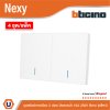 แพ็ค4 | BTicino ชุดสวิตช์ทางเดียว ขนาด 2 ช่อง มีพรายน้ำ สีขาว 1 Way Switch 2 Gang White รุ่น Nexy