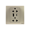 Legrand เต้ารับคู่มีกราวด์+USB Type A+C สีแชมเปญ1G EURO-US 16A Socket With USB Charger|Mallia Senses|Champaigne|281204CH