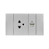 Schneider Electric : ชุดเต้ารับเดี่ยว 3 ขา + USB Type A 1 ช่อง ประกอบสำเร็จรูป | สีเทา | AvatarOn A | A70426USB_UST_GY