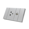 Schneider Electric : ชุดเต้ารับเดี่ยว 3 ขา + USB Type A 1 ช่อง ประกอบสำเร็จรูป | สีเทา | AvatarOn A | A70426USB_UST_GY