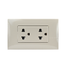 BTicino ชุดเต้ารับคู่ 3 ขา 3 ช่อง มีม่านนิรภัย สีเบจ Duplex Socket 2P+E 16A 250V with Safety Shutter รุ่น Bamboo