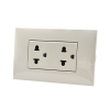 BTicino ชุดเต้ารับคู่ 3 ขา 3 ช่อง มีม่านนิรภัย สีเบจ Duplex Socket 2P+E 16A 250V with Safety Shutter รุ่น Bamboo