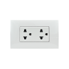 Bticino BAMBOO DUPLEX 2P+E 16A + COVER PLATE ชุดเต้ารับคู่พร้อมฝาครอบสีขาว
