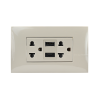 BTicino เต้ารับ USB Type A+C+เต้ารับคู่ 3ขา สีเบจDuplex Socket 2P+E +USB Charger Type A+C 2Ports BEIGE|Bamboo|AE4185ACEH
