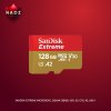 SANDISK Extreme microSDXC, SQXAA 128GB, V30, U3, C10, A2, UHS-I, 190MB/s R, 90MB/s W, 4x6, Lifetime Limited