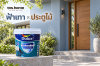 ผนังหน้าบ้านโทนฟ้าเทากับประตูสีไม้: พาเลตต์ Dulux สำหรับบ้านมีสวน พร้อมภาพผลิตภัณฑ์ ดูลักซ์ เวเธ่อร์ชีลด์ ไฮโดรเฟรช (Dulux Weathershield Hydrofresh)  เบส A
