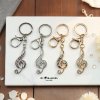 Treble Clef Keychain with Rhinestone Accents