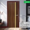 ประตู iDoor Premium Metal Line เส้นกลาง/สีทอง สี Walnut ขนาด 3.5x80x200 ซม.