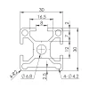 Aluminium Profile 30x30 1 Flat Series 8 (อลูมิเนียมโปรไฟล์ หน้าตัด 30x30 mm ด้านเปิด 1 ด้าน สำหรับซีรีย์ 8)