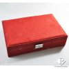 กล่องกำมะหยี่ใส่ชุดเครื่องประดับ กล่องเดียวใส่ได้หลากหลาย มี 2ชั้น สามารถนำถาดออกได้ สีแดง