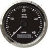 Kus 85mm Tachometer RPM REV Counter with Hour Meter 4000RPM with Backlight 12V/24V (4K-Black+Stainless Steel)