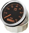 Kus 85mm Tachometer RPM REV Counter with Hour Meter 8000RPM with Backlight 12V/24V (8K-Black+Stainless Steel)
