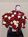 Red Roses White Spray Roses 50 Stems Box