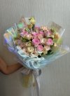 Pink Rose & Peach Lisianthus Bouquet Hologram Wrapping
