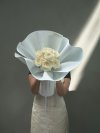10 White English Roses Foam Wrapping Bouquet