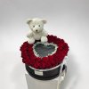 Red Roses Burning Box with Teddy