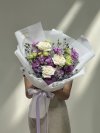 Purple Laisanthus English White Rose Bouquet