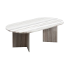 Marble Coffee Table Oval Minimalistic V Stand
