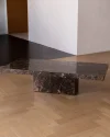 Marble Coffee Table Square Sharp Edge Cube Legged Block
