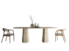 Marble Dining Table Pyramid Hexagonal Shaped Leg Round Edge