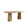 Marble Dining Table Pyramid Hexagonal Shaped Leg Round Edge