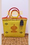 Woven basket with graphic pattern