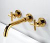 Wall spout + Cross taps Polished Brass