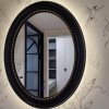 Elegant French Vintage Oval Bathroom Mirror – Deep black with a timeless, classic design. Wall-mountable with a luxurious decorative frame and smart functions. Perfect for both bathroom use and as a stylish home décor piece.