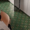Vintage Dark Green Metallic Glazed Ceramic Tile with Floral Pattern