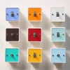 Vintage-style light switch with colorful dopamine-inspired acrylic panel, featuring classic toggle levers. Triple switch design supports both one-way and two-way control.