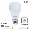 Toshiba หลอด LED Bulb A Series แบบปรับหรี่ได้ (Dimmable) 8-13W