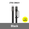 สายชาร์จ 2 in 1 ZTEC ZM221 5A 240W BK