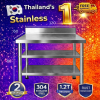 Stainless table with dividers//โต๊ะสแตนเลส 3 ชั้นมีที่กั้น เกรด 304 แข็งแรง ขนาด 120*60*80