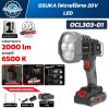 ไฟฉายไร้สาย OSUKA OCL303-D1 20V LED ความสว่าง 2000 ลูเมน 6500K ส่องไกล 500 เมตร พร้อมแบตเตอรี่ 2.0Ah