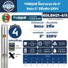 ปั๊มบาดาล TORQUE รุ่น 6DLBH21-4/S ขนาด 4 นิ้ว 3HP 21 ใบพัด ท่อส่ง 2 นิ้ว 220V
