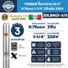 ปั๊มบาดาลทอร์ค บ่อ 3" 0.75แรง 1-1/4" 20ใบ 2DLBM21-3/S