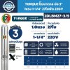 ปั๊มบาดาลทอร์ค บ่อ 3" 1.0แรง 1-1/4" 27ใบ 2DLBM27-3/S