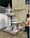 ศาลพระภูมิโมเดิร์น รุ่นอัครเทพ ขนาดใหญ่ หลังคา 2 ชั้น สีขาว-เทาเข้ม | ดอนคลัง