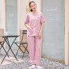 ชุดสครับ เสื้อ+กางเกง สีInnocent Pink รุ่นCloud Wear ผ้านุ่ม ยับยาก ไม่ต้องรีด