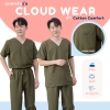 ชุดสครับ ใส่ได้ทั้งชายและหญิง สีDark Moss รุ่นCloud Wear ผ้านุ่ม ไม่ยับ