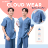 ชุดสครับ ใส่ได้ทั้งชายและหญิง เสื้อ+กางเกง สีFrench Blue รุ่นCloud Wear ผ้านุ่ม ไม่ยับ