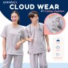 ชุดสครับ ใส่ได้ทั้งชายและหญิง เสื้อ+กางเกง สีเทา รุ่นCloud Wear ผ้านุ่ม ไม่ยับ