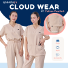 ชุดสครับ เสื้อ+กางเกง สีCream รุ่นCloud Wear